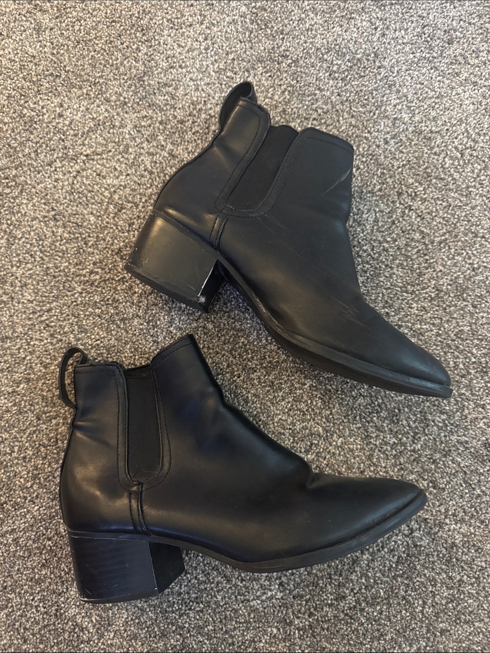 Women's Black Leather Ankle Boots - Classic Chelsea Style A New Day 7.5